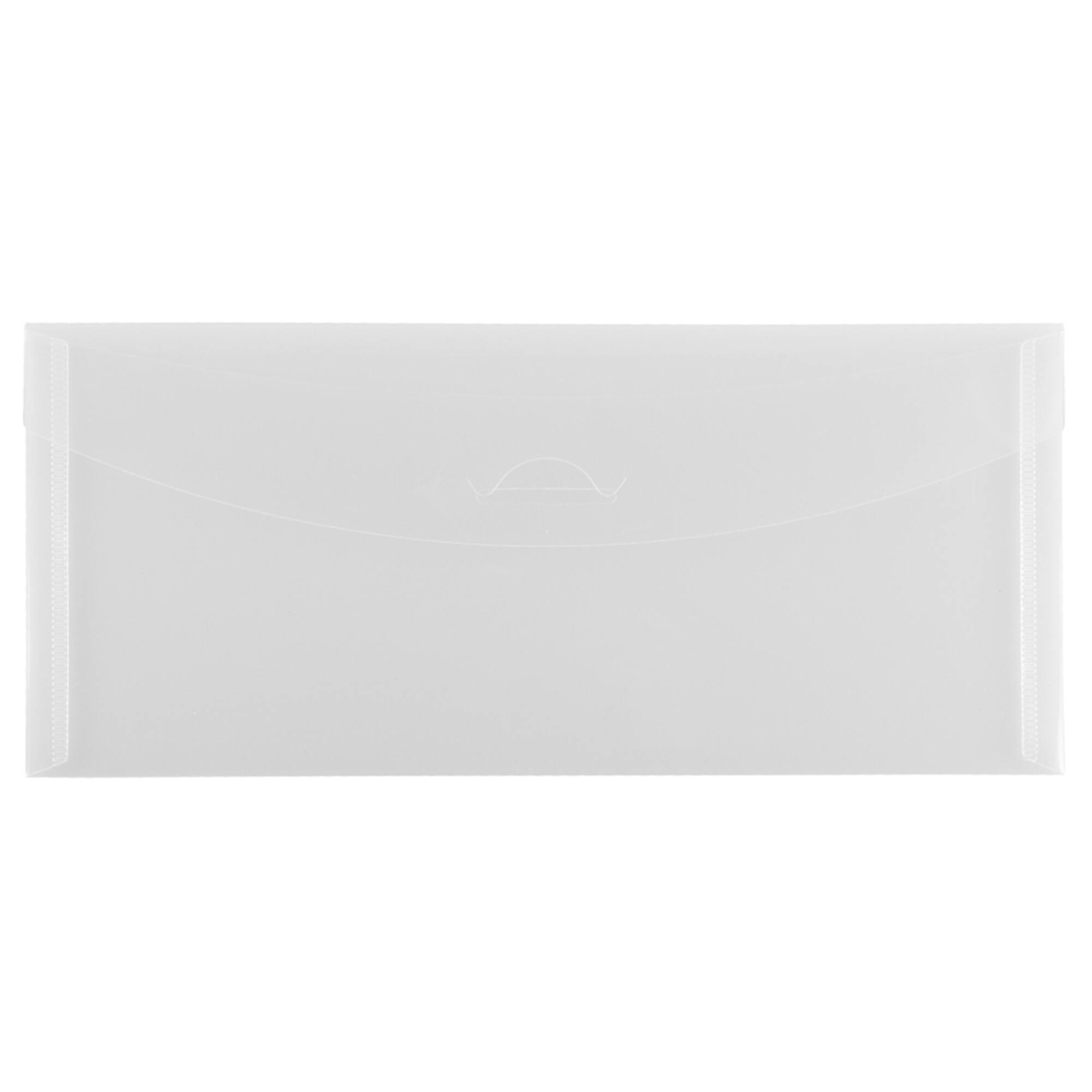 JAM Paper 4.25" x 9.75" Clear Plastic Tuck Flap Closure Envelopes, 12ct.